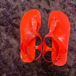 Red jelly sandals